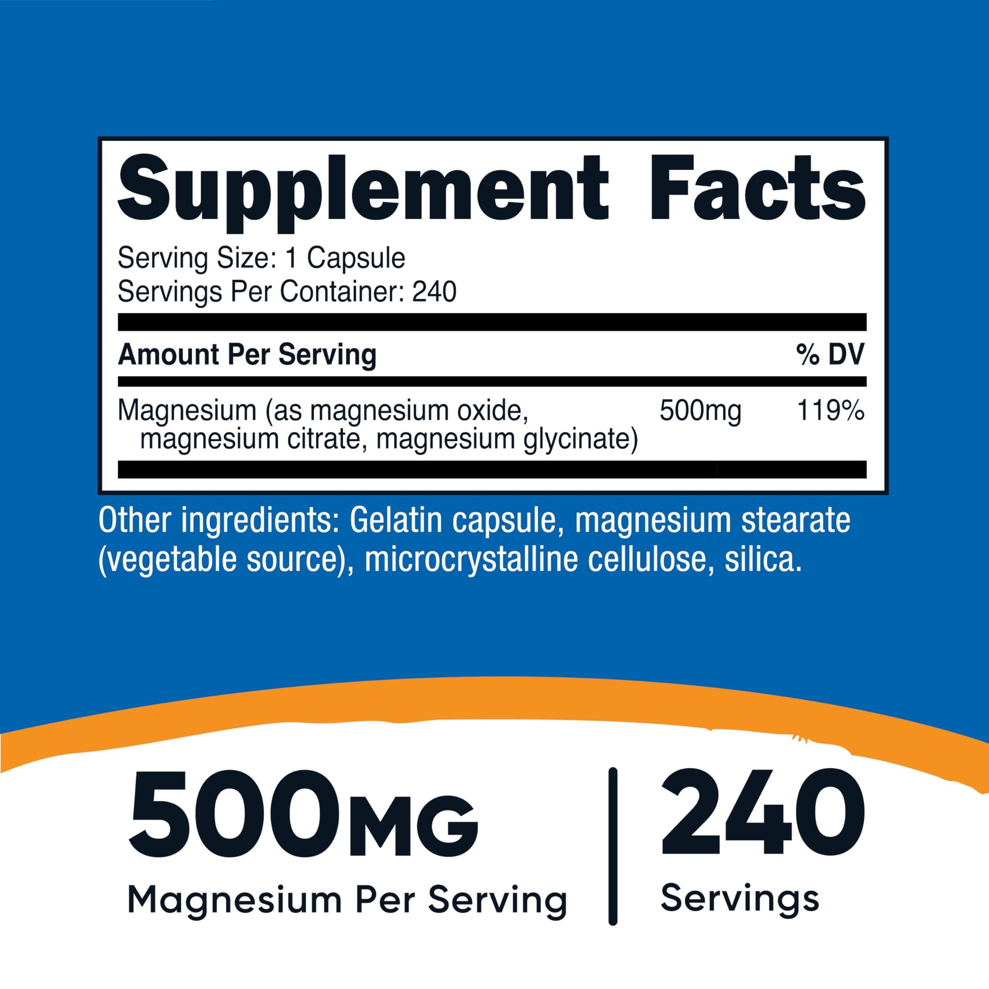 Nutricost Magnesium Complex 500mg, 240 Capsules - Magnesium Oxide, Citrate, and Glycinate - Gluten Free and Non-GMO NutricostBuy Supplements Australia