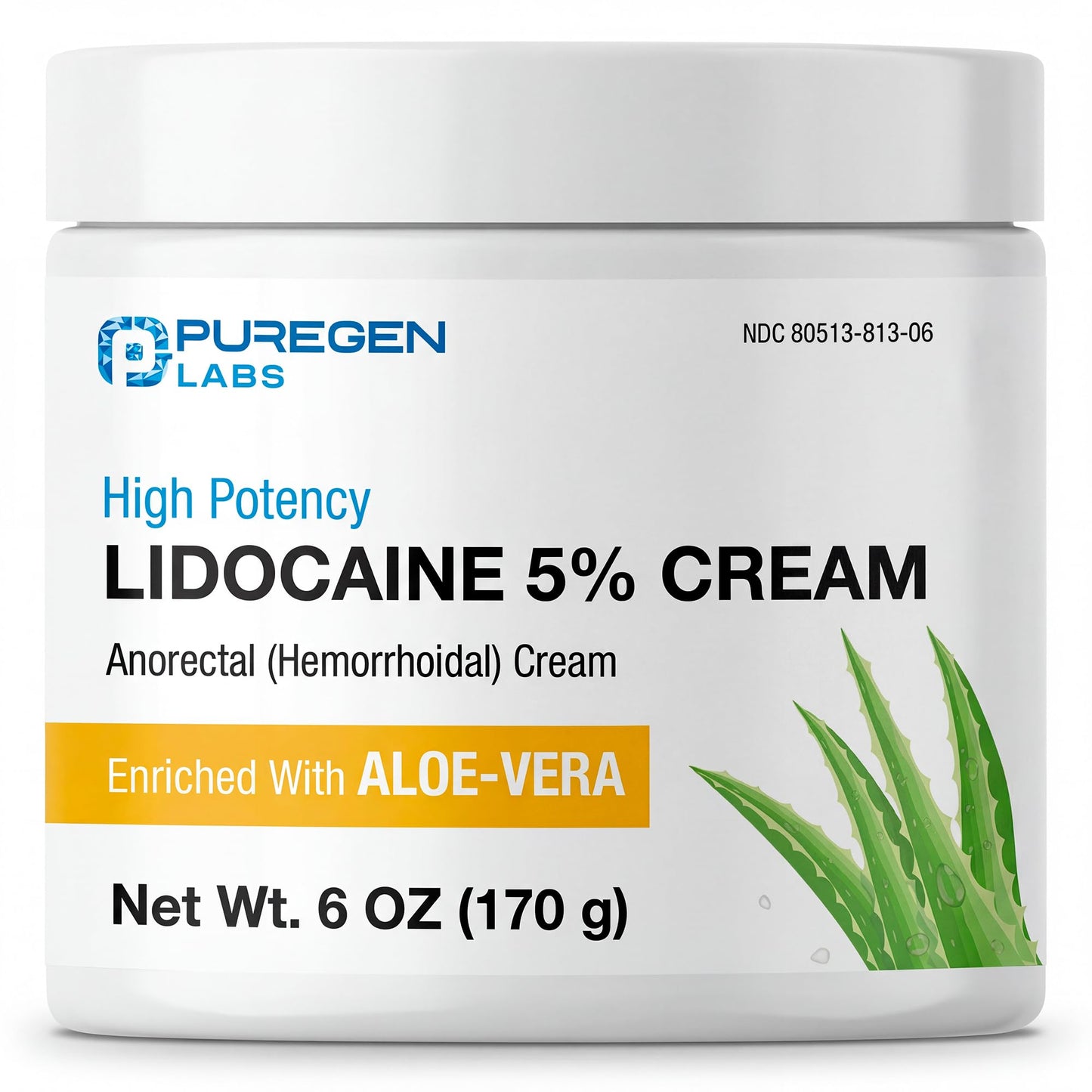 Puregen Labs Lidocaine 5% Anorectal (hemorrhoidal) Cream Maximum Strength | Enriched with Aloe-Vera | 6 Oz P Puregen Labs buy supplements Au