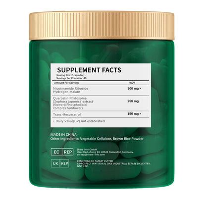ESUNM Liposomal NAD+ Supplement with Resveratrol, NMN Supplement NAD Resveratrol Support Cellular Health, Stamina & Healthy Aging,Third-Party Tested，80 Capsules ESUNMBuy Supplements Australia