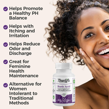 NewLife Naturals - Boric Acid Suppositories for Women pH Balance Pills - 600mg - Feminine Care NewLife NaturalsBuy Supplements Australia
