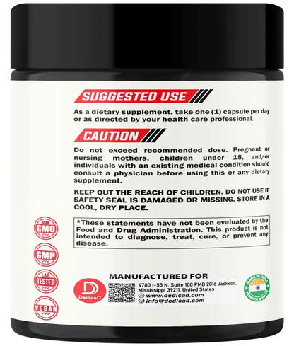 DEDICAD 12in1 Wormwood Capsules Black Walnut Cloves, Ginger, Turmeric Curcumin & Black Pepper - Immune System - 60 Capsules DEDICAD buy supplements Au