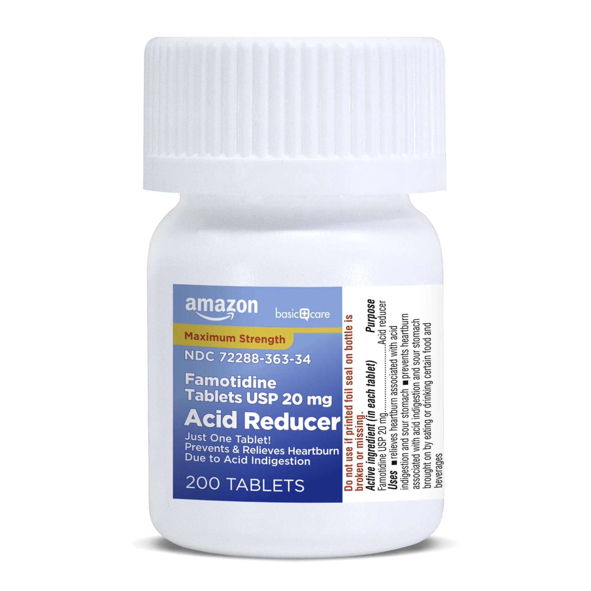 Amazon Basic Care Maximum Strength Famotidine Tablets 20 mg, Acid Reducer for Heartburn Relief, Prevents & Relieves Acid Indigestion, Heartburn Medicine, 12 Hour Protection, 200 Count Amazon Basic Care buy supplements Au