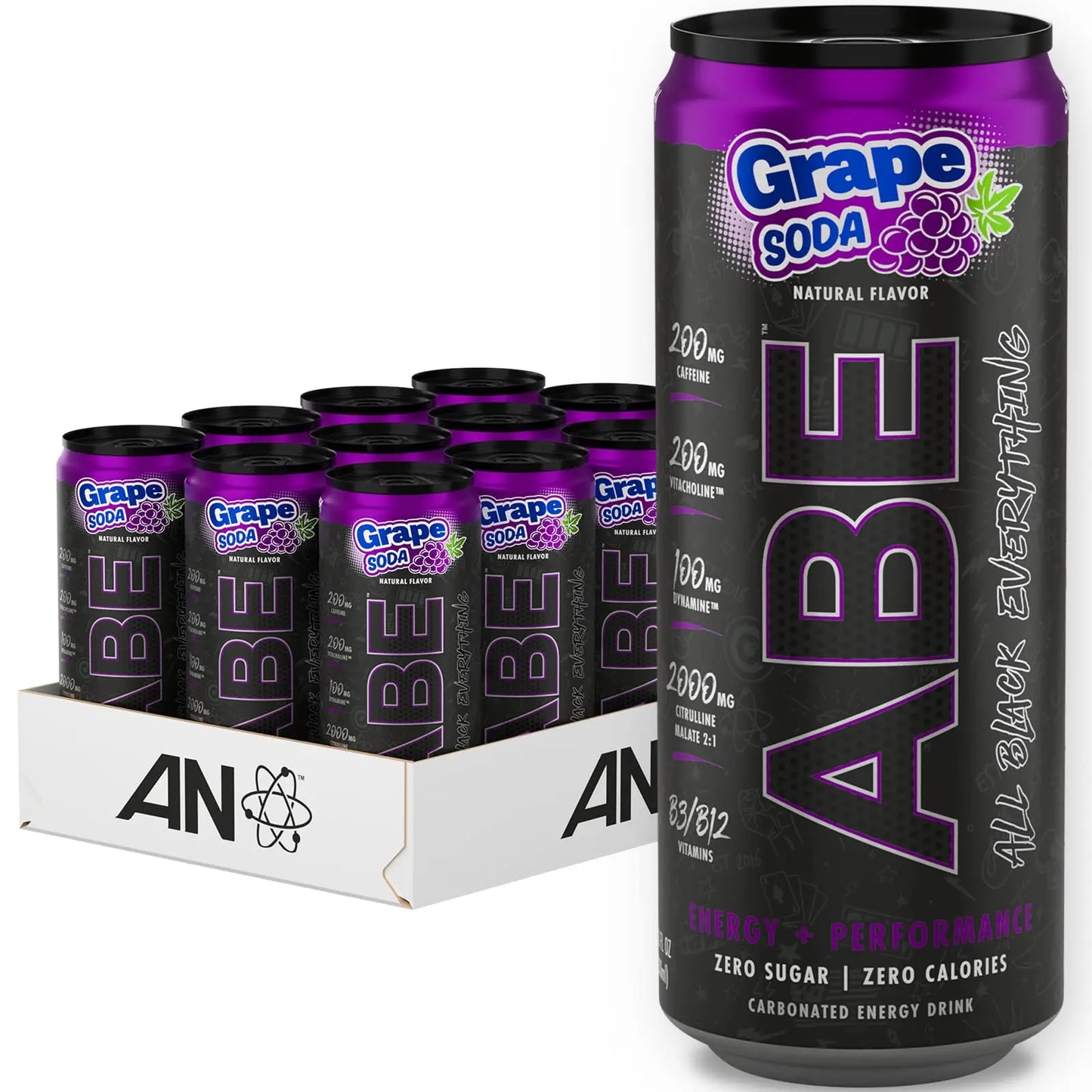 ABE Energy + Performance Sugar Free Energy Drink - All Black Everything Drink ABE all black everything