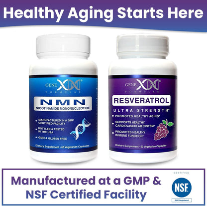 Genex Formulas NMN and Resveratrol Dynamic Duo Supplements | 250mg NAD+ Precursor and Ultra Strength 1500mg Resveratrol w/BioPerine, for Healthy Aging Support Genex FormulasBuy Supplements Australia