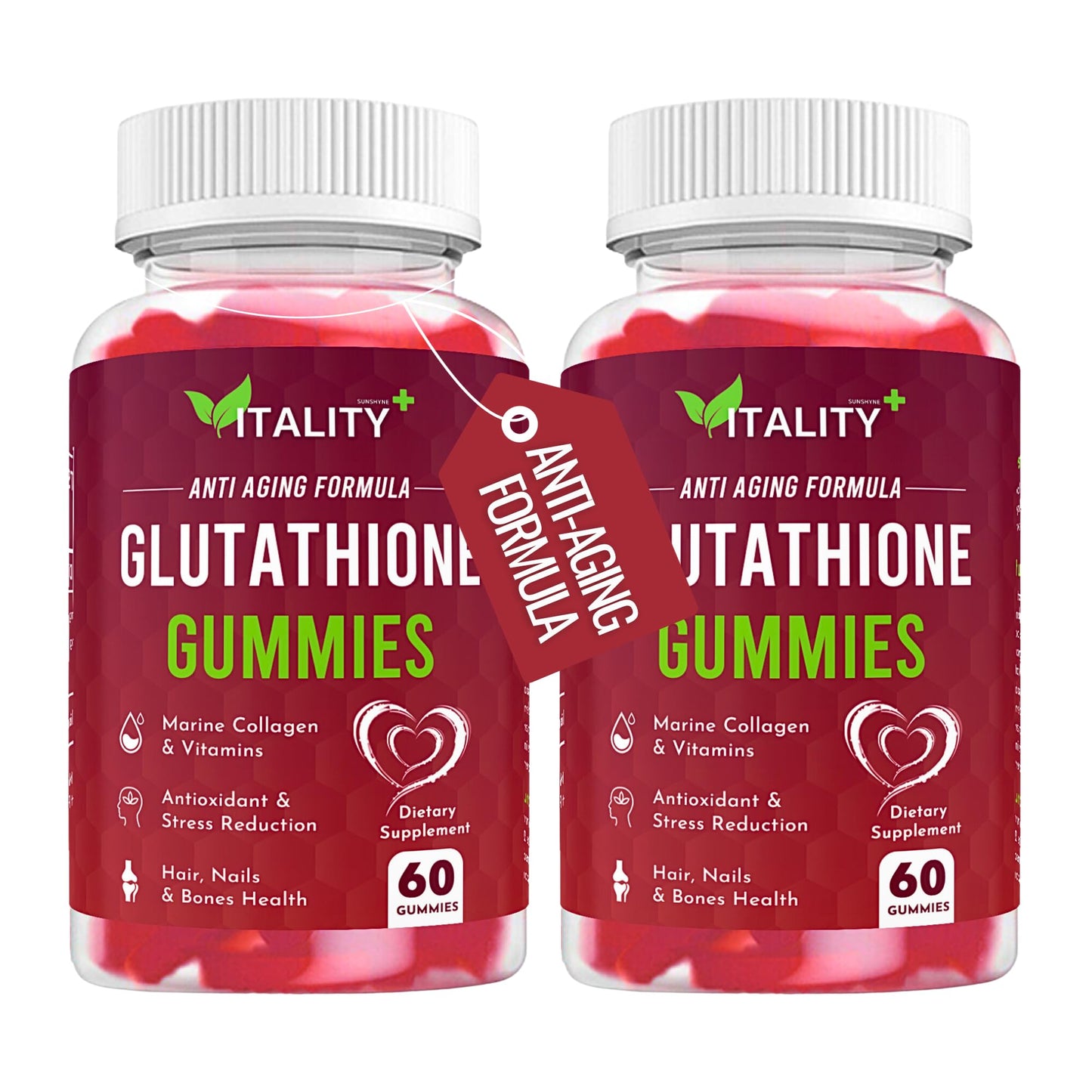 2 Pack Glutathione Gummies | with Marine Collagen | 1050mg per Serving | Antioxidant Support Sunshyne