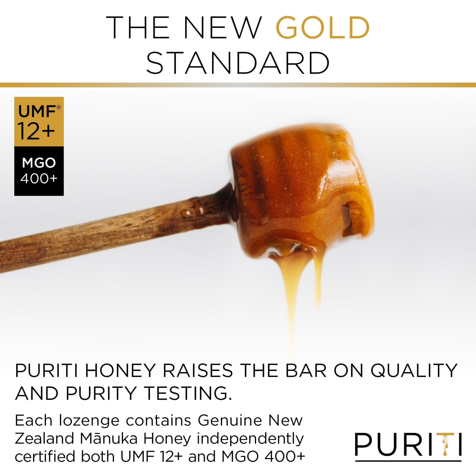 PURITI Premium Manuka Honey Lozenges High Potency - Sugar Free Drops | Genuine New Zealand Raw Manuka Honey Soothers for Coughs & Sore Throats | UMF Certified MGO 400+ UMF12+ (16 Pack) PURITI buy supplements Au