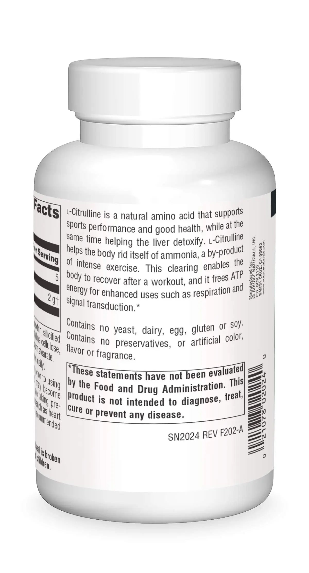 Source Naturals L-Citrulline 1000mg - Nitric Oxcide Booster - 120 Tablets Source Naturals