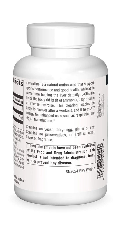 Source Naturals L-Citrulline 1000mg - Nitric Oxcide Booster - 120 Tablets Source Naturals