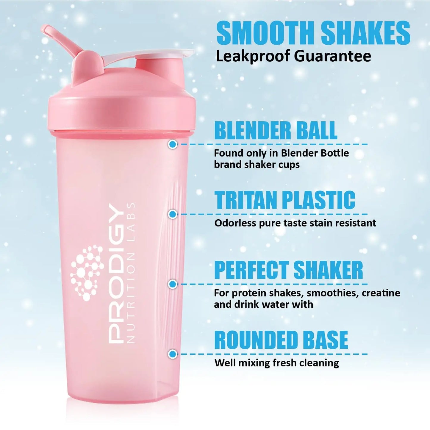 Protein Shaker 20oz Large Shaker Bottle Perfect for Workout Supplements, Protein powder Prodigy Nutrition Labs