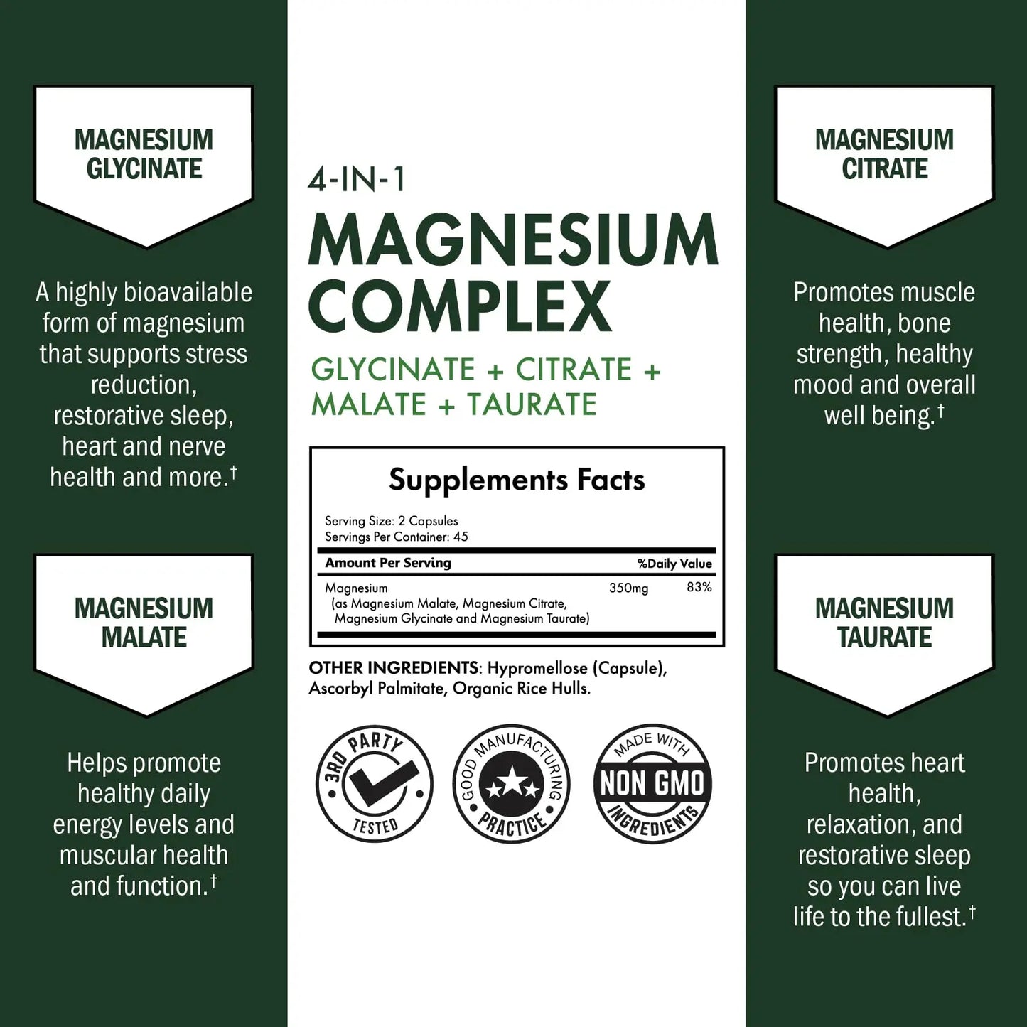 BioSchwartz Magnesium Complex Supplement (90 Capsules) 350mg Magnesium Glycinate Citrate Malate and Taurate Per Serving for Healthy Nerves Muscles Heart Sleep Support (Vegan, Gluten-Free, Non-GMO) BioSchwartz buy supplements Au