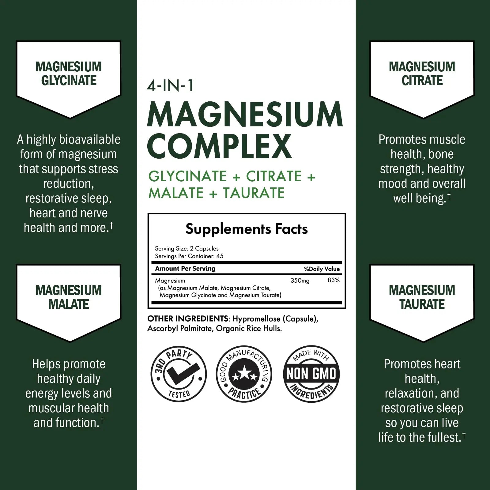 BioSchwartz Magnesium Complex Supplement (90 Capsules) 350mg Magnesium Glycinate Citrate Malate and Taurate Per Serving for Healthy Nerves Muscles Heart Sleep Support (Vegan, Gluten-Free, Non-GMO) BioSchwartz buy supplements Au