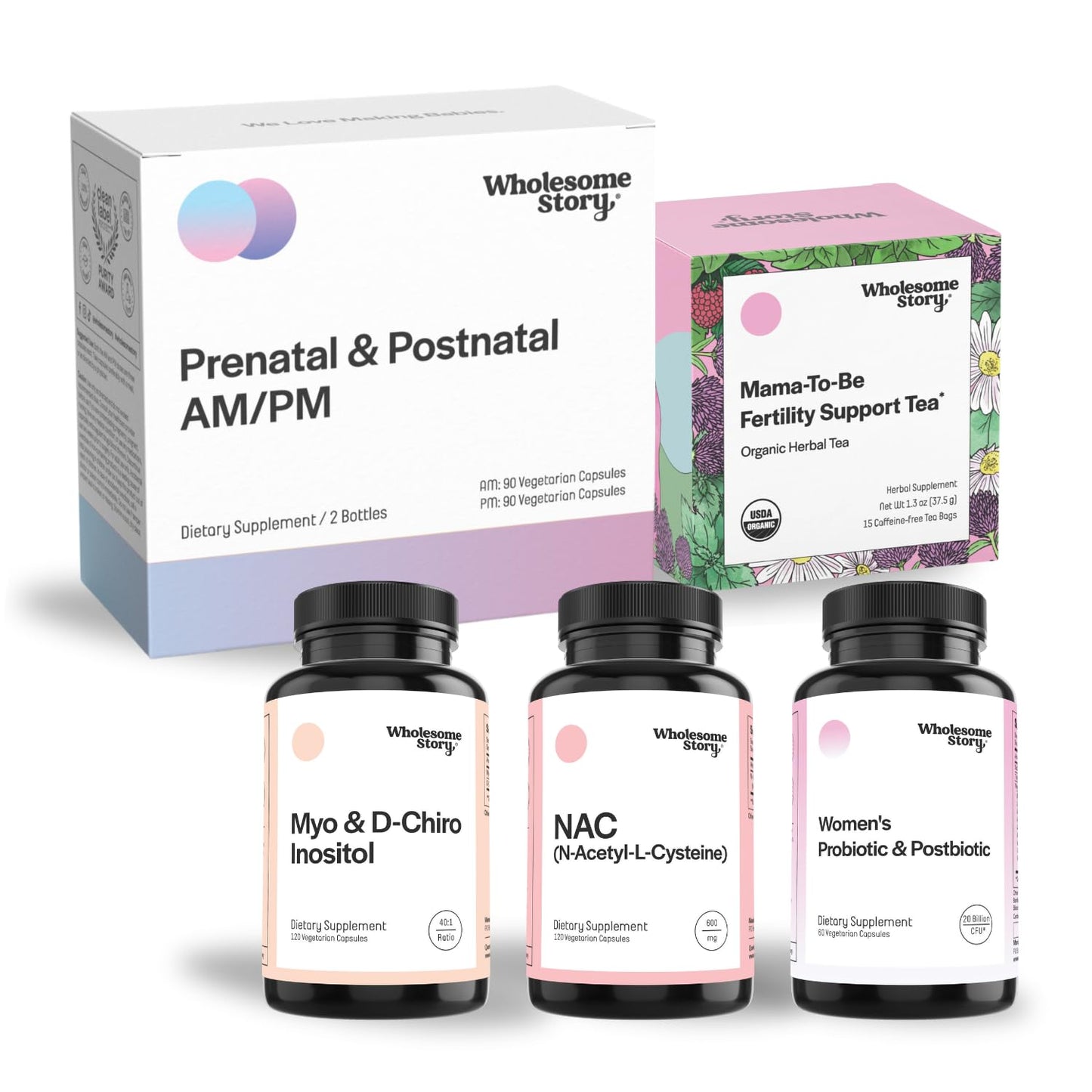 Her Premium TTC Fertility Support Bundle: Myo-Inositol & D-Chiro Inositol | Prenatal & Postnatal Vitamins Wholesome Story