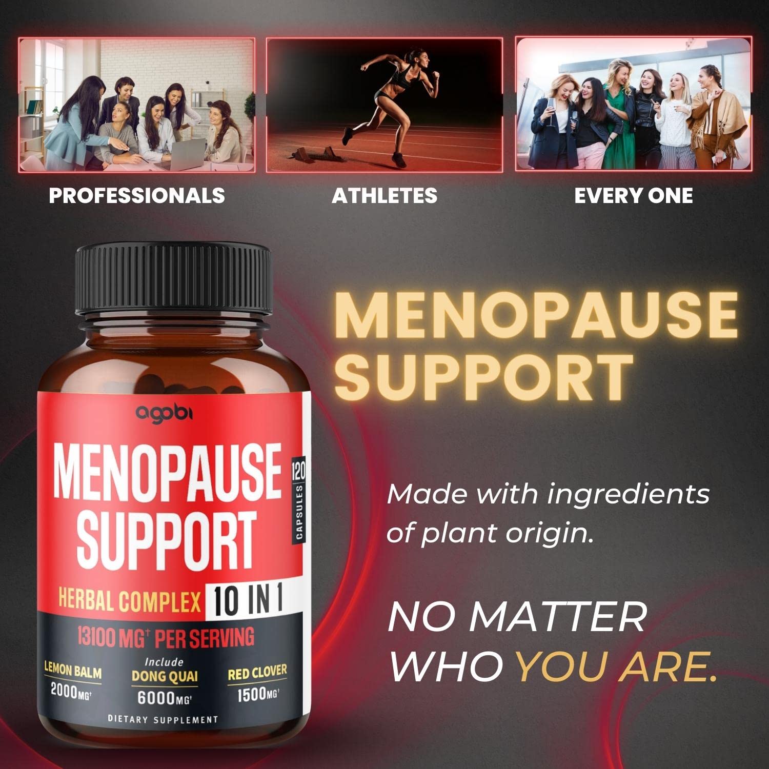 agobi Menopause Support for Women Health 13100 Mg - 10in1 with Dong Quai, Lemon Balm agobi