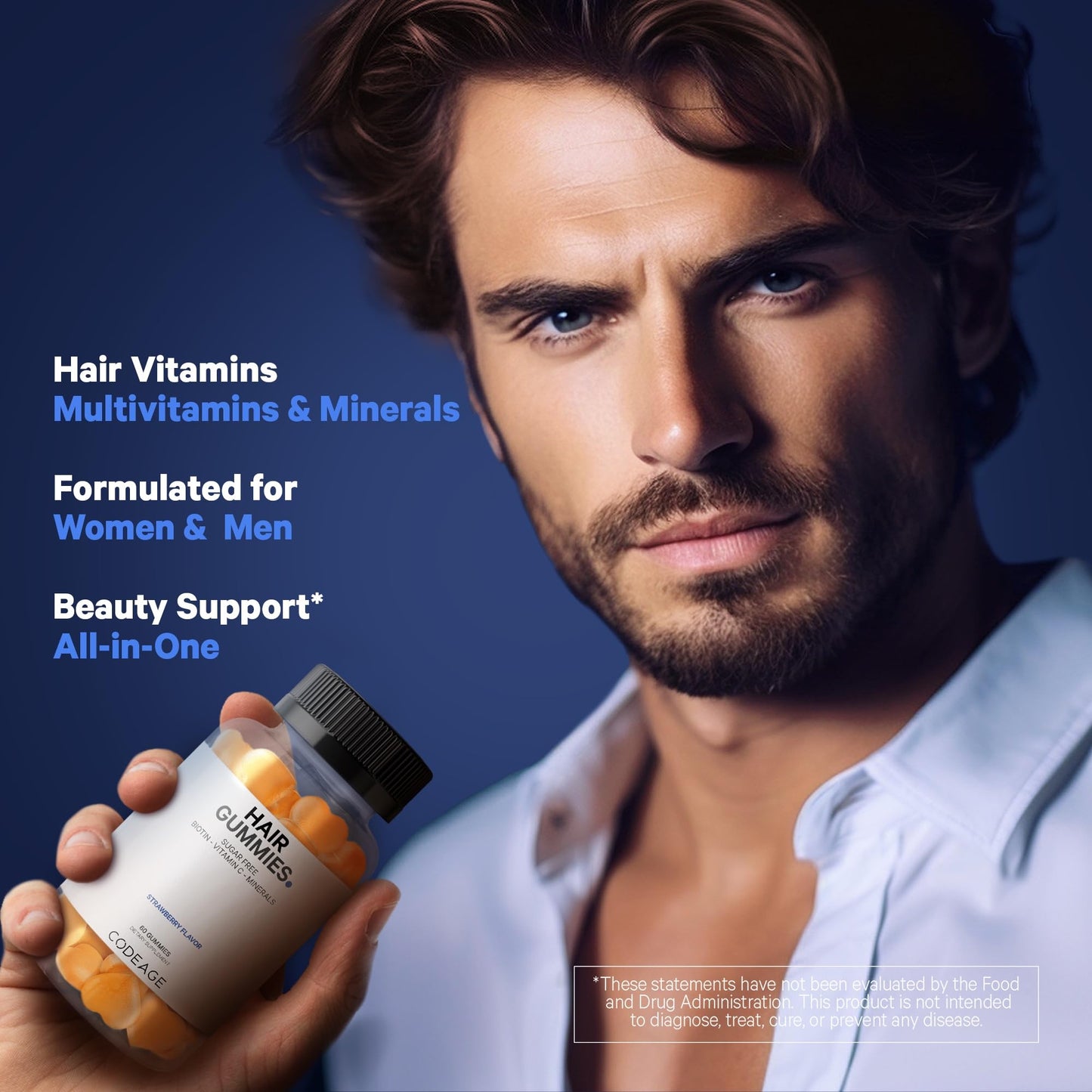 Codeage Hair Gummies, Biotin 5000 mcg, Sugar Free Growth Gummy Vitamins A, C, B6, B12, D3, Zinc, Inositol Supplement CodeageBuy Supplements Australia