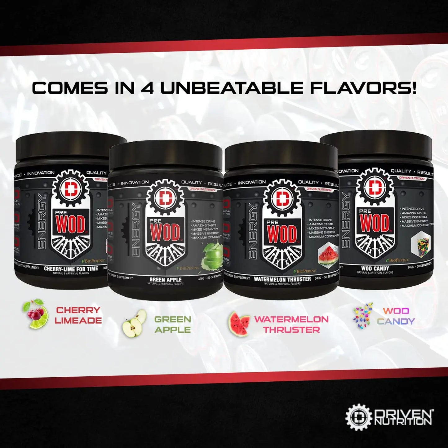 Driven PREWOD Energy Matrix, 50 Servings - Pre-Workout Supplement with Caffeine Driven Nutrition