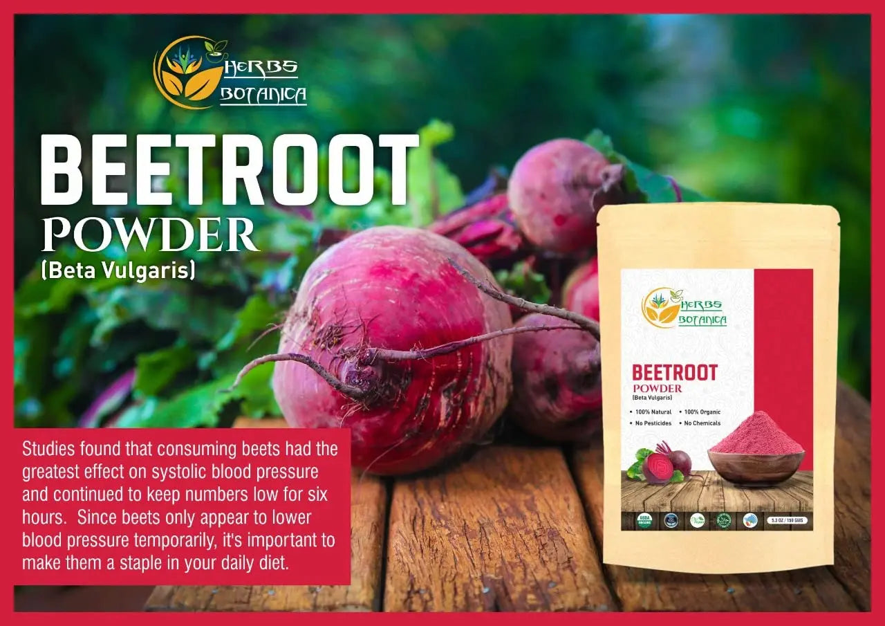 Herbs Botanica Beetroot Powder Organic for Baking and Smoothies | Nitric Oxide Suppement Herbs Botanica