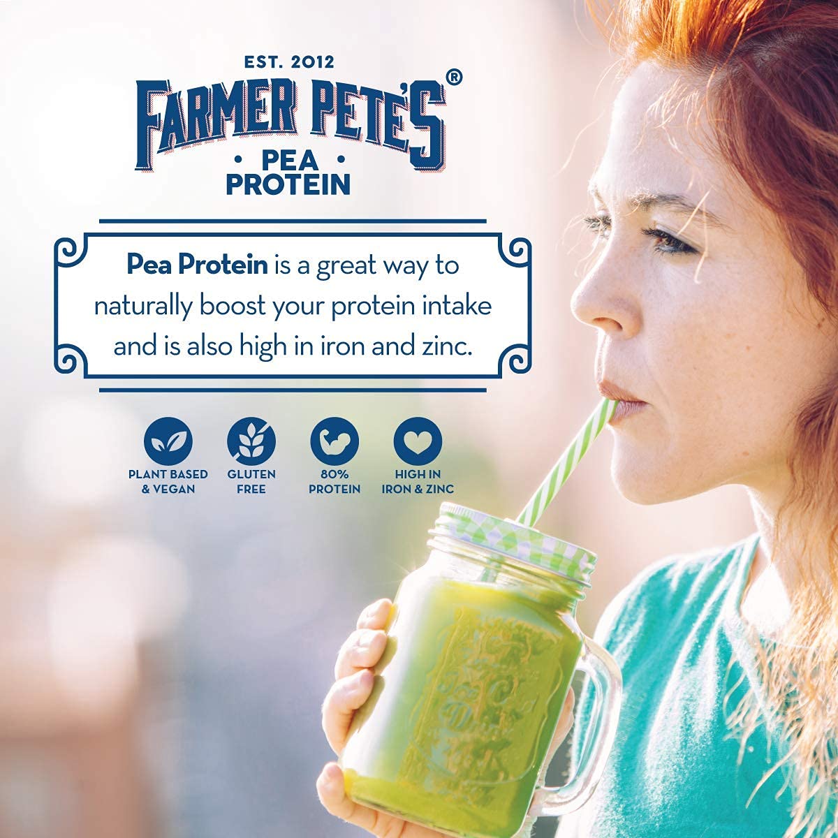 Farmer Pete's Pea Protein Powder 1kg - Dairy Free, Gluten Free, Natural Plant Based Vegan Protein Powder Isolate (1kg) Farmer Pete's