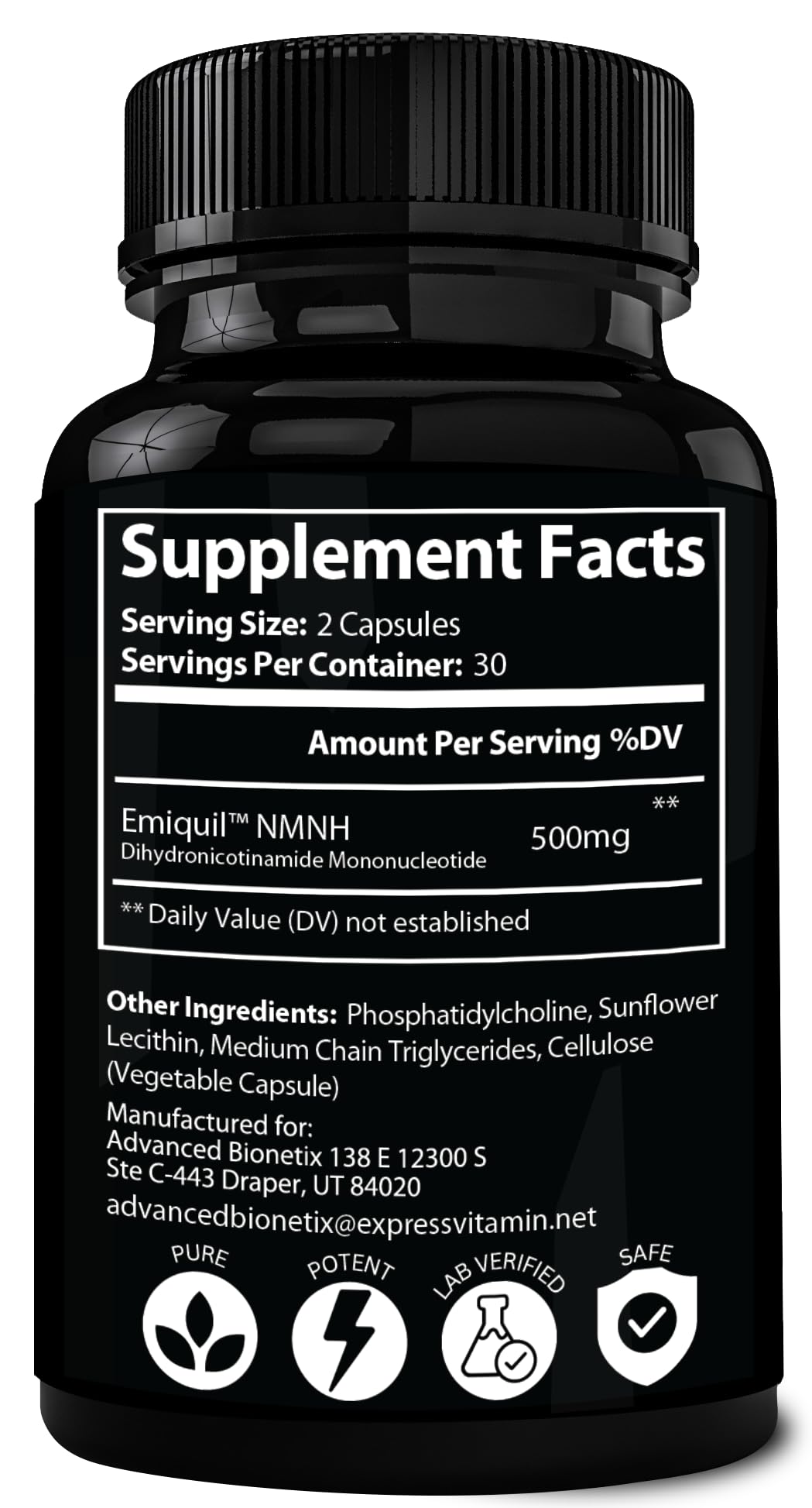Advanced Bionetix Liposomal NMNH 500mg Per Serving -NMN Supplement Alternative- 60 Capsules (Dihydronicotinamide Mononucleotide) NAD Supplement to Boost NAD+ Levels for Anti Aging (60) Advanced BionetixBuy Supplements Australia