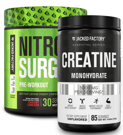 Nitrosurge Pre-Workout & Creatine Monohydrate - Pre Workout Powder With Creatine Jacked Factory