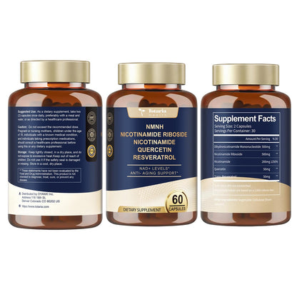 Totaria NMNH (NMN Alternative Supplement) (Dihydronicotinamide Mononucleotide) Ultra Strength, NAD+ Support w/Resveratrol & Quercetin, Ultra Absorption for Anti-Aging, Vegan, 60 Counts TotariaBuy Supplements Australia