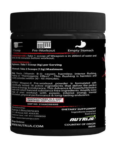 NutriJa Weapon-X Pre-Workout Powder with 21 Active Ingredients - 3 Best Forms of Creatine NutriJa