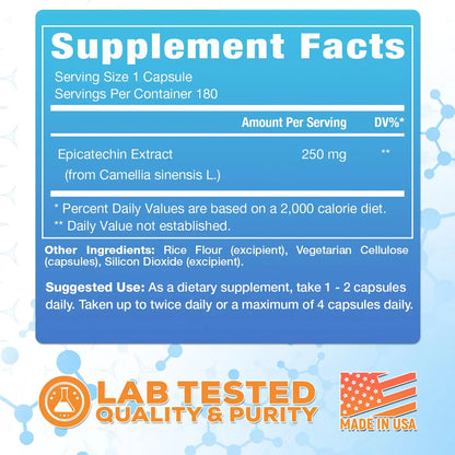 Muscle Empire Epicatechin Extract Capsules | EPI 250mg | 180 Pill Count | Supports Lean Muscle Empire