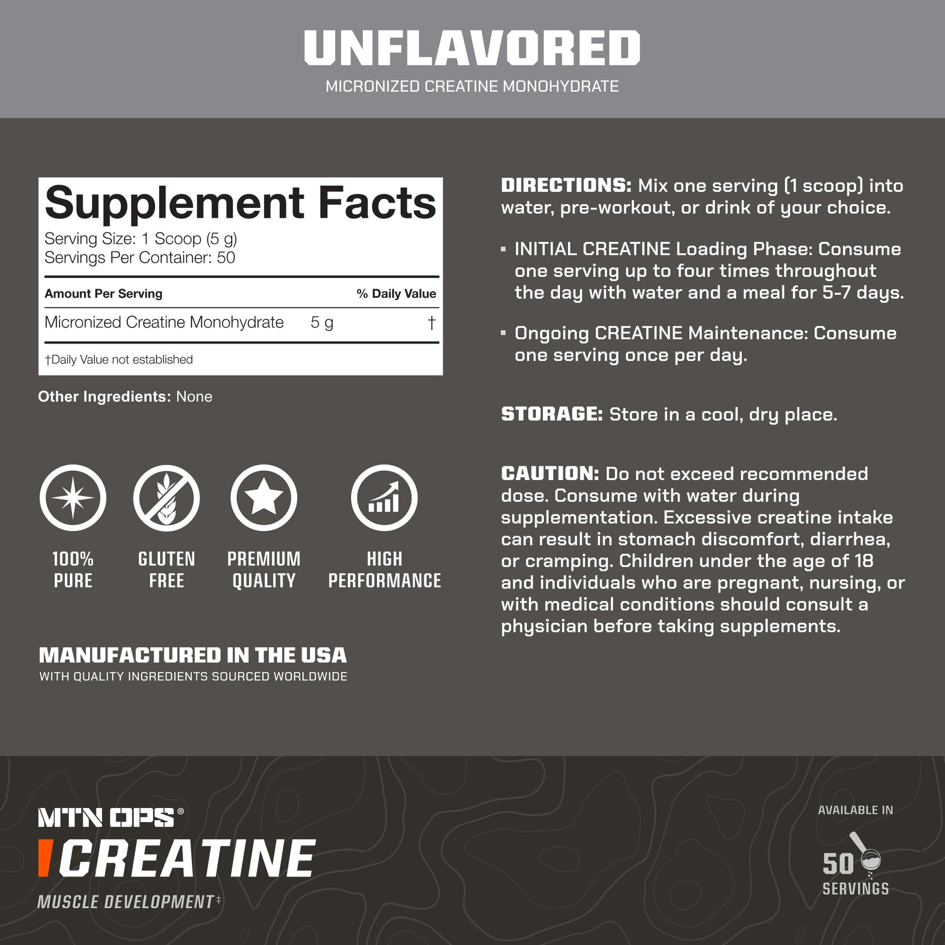 MTN OPS Micronized Creatine Monohydrate Powder – Unflavored 5 g per Serving, 50 Servings – Pure Creatine for Men for Muscle Recovery & Strength Training MTN OPSBuy Supplements Australia