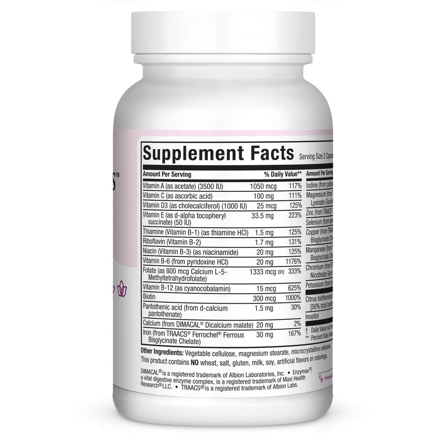 Maxi-Health Small Prenatal Capsules With Methyl Folate - Minerals, Gentle Iron, Vitamins - Kosher, 60 Count Maxi Health