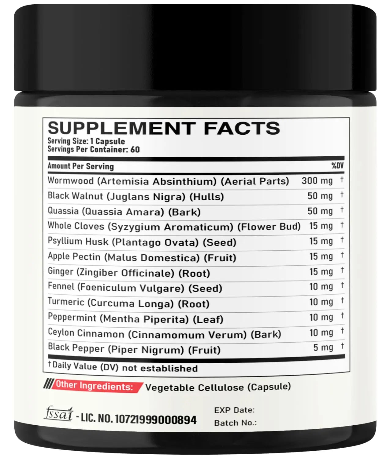 DEDICAD 12in1 Wormwood Capsules Black Walnut Cloves, Ginger, Turmeric Curcumin & Black Pepper - Immune System - 60 Capsules DEDICAD buy supplements Au