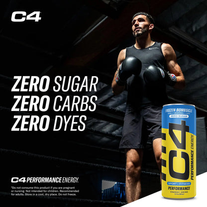 C4 Energy Drink 12oz (Pack of 24) - Frozen Bombsicle - Sugar Free Pre Workout Performance Cellucor