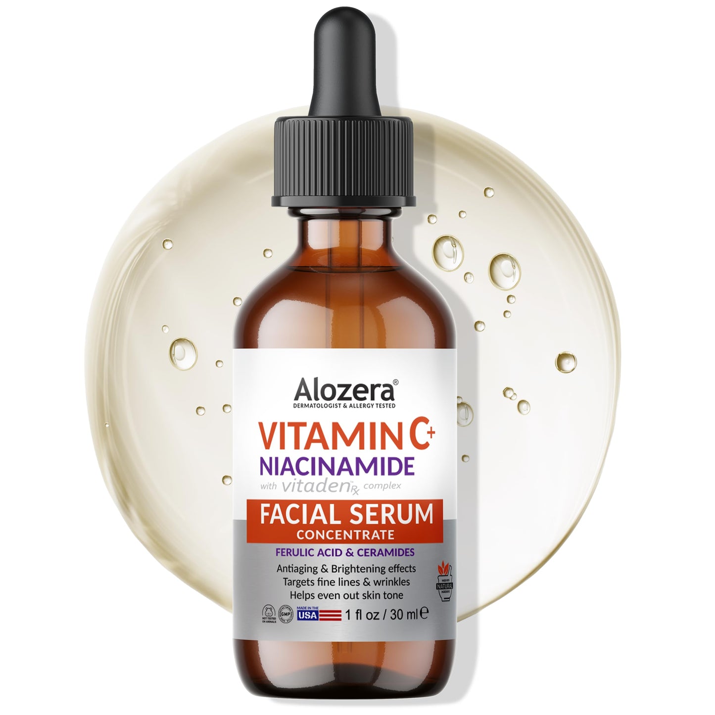 Alozera Vitamin C Facial Serum with Niacinamide & Ferulic Acid, Anti-Aging Serum for Visible Brightening, Glowing & Radiant Skin, Concentrated, Gentle & Effective, Day & Night Alozera buy supplements Au