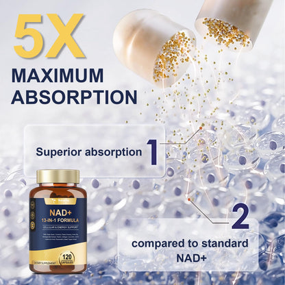 Totaria (2 Packs) NAD Supplement for Women Men with nicotinamide riboside resveratrol,Quercetin, Betaine Boost NAD+ Levels NAD Plus Supplement for Anti Aging, Energy, Immune, Focus 120 Capsules TotariaBuy Supplements Australia