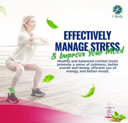 1 Body Adaptogen Complex Supplement with Ashwagandha - 60 Vegan Cap 1 Body