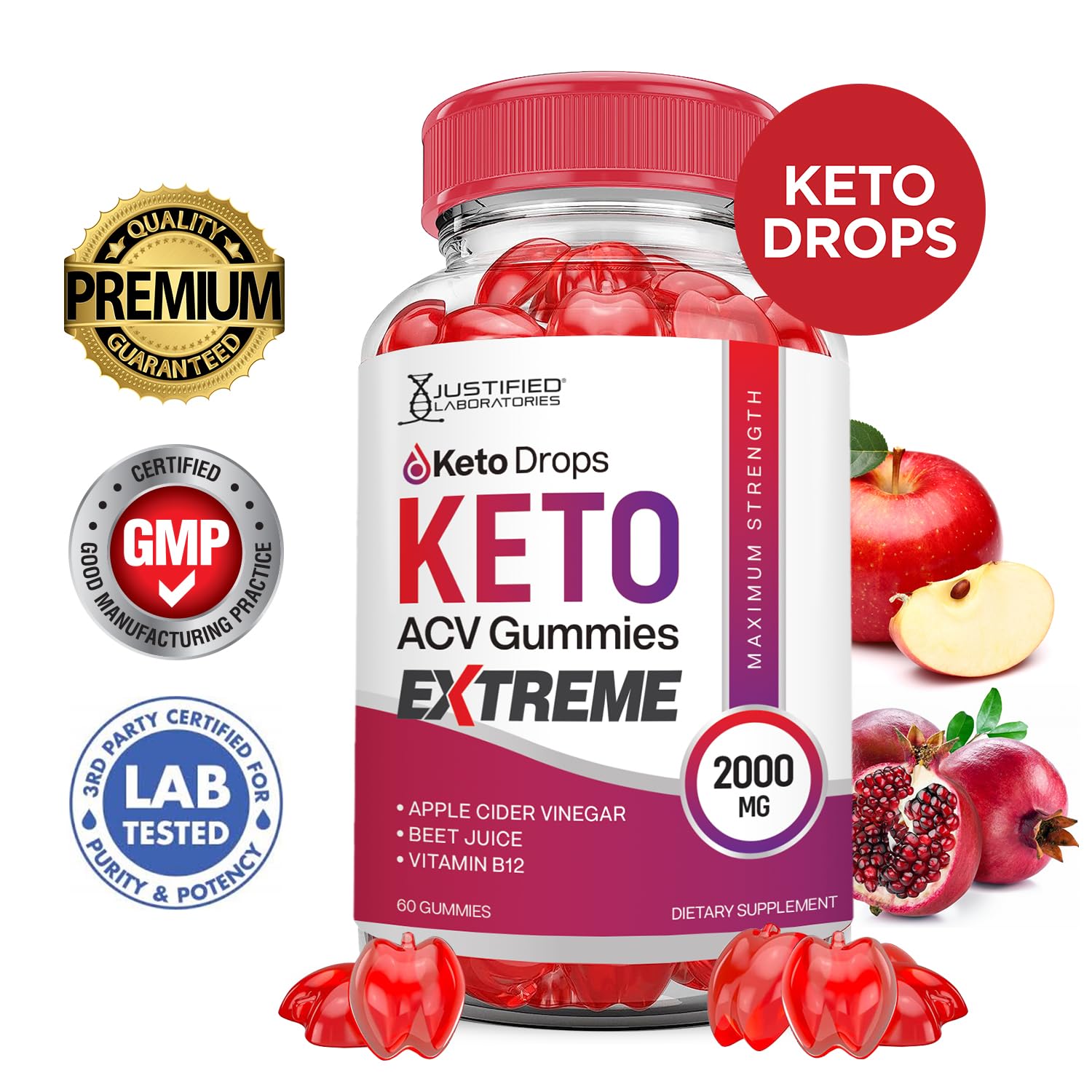 (2 Pack) Keto Drops Keto ACV Gummies Extreme 2000MG Keto Drops Keto Gummies Justified Laboratories