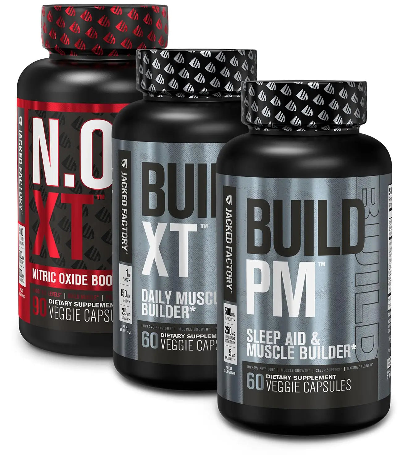 Jacked Factory AM & PM Muscle Building Stack - N.O. XT, Build XT, & Build PM Jacked Factory