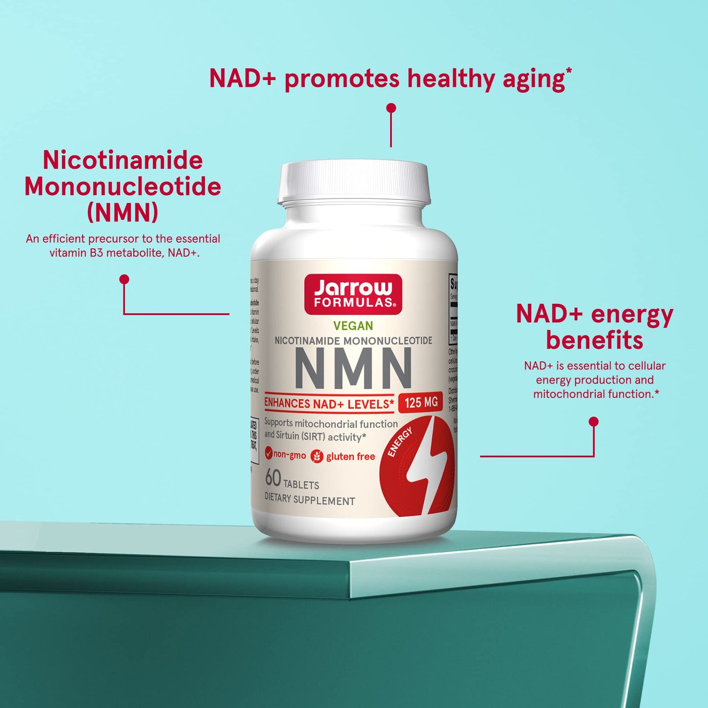 Jarrow Formulas Nicotinamide Mononucleotide (NMN) - 60 Tablets - Supports Energy Production - Dietary Supplement - Vegan, Gluten Free, Non-GMO - 60 Servings (Packaging May Vary) Jarrow FormulasBuy Supplements Australia