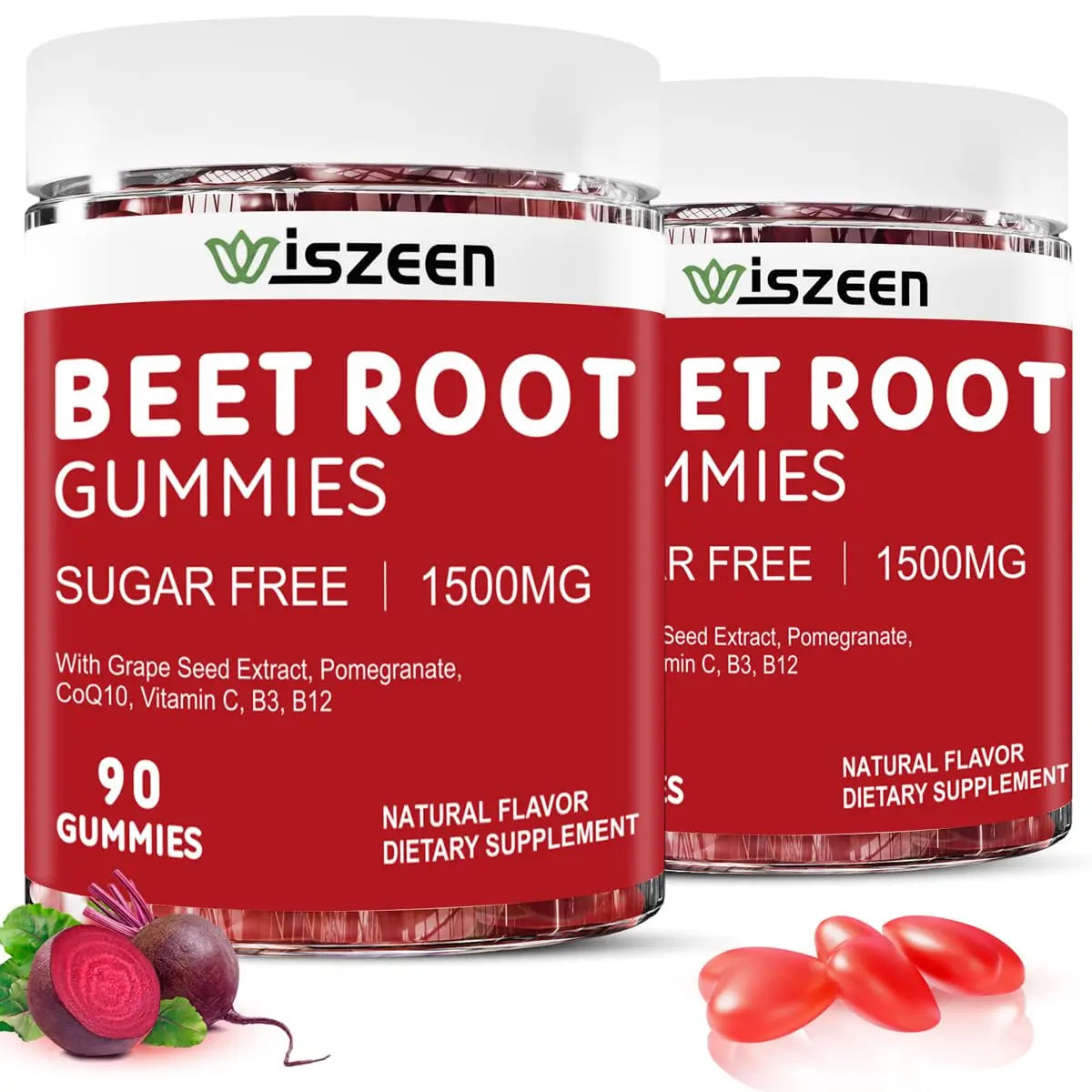 Wiszeen Beet Root Gummies - 60 Servings - Beets Gummies Beet Chews Nitric Oxide Wiszeen