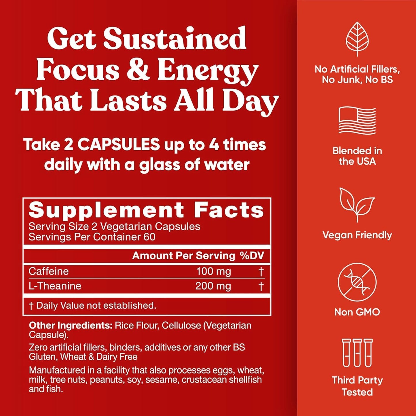 Eu Natural Elite Caffeine Pills with L-Theanine - 100mg Caffeine + 200mg L-Theanine - Jitter-Free Focused Energy & Clean Nootropic Stack - 240 Soft Capsules Eu NaturalBuy Supplements Australia