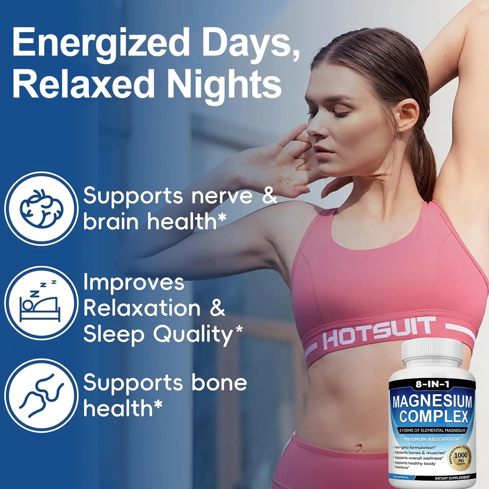 Magnesium Complex Supplement 8 Elemental 1000mg with Glycinate,Citrate for Muscle, Recovery, Stress, Energy, Bone Health, Vegan Non-GMO 180 Capsules, Magnesium Supplement for Women, Men, 2 Bottle caicieter buy supplements Au
