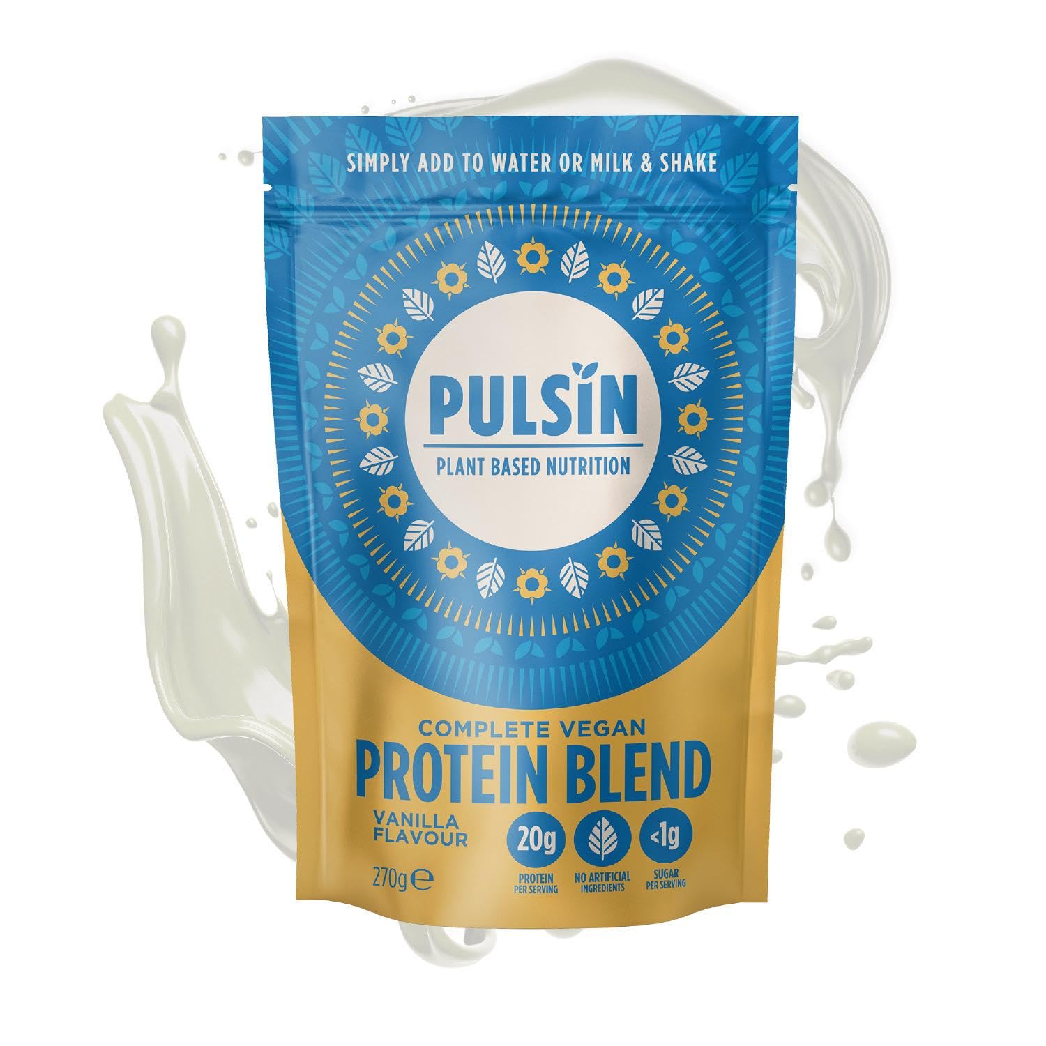 Pulsin plant based nutrition,Complete vegan protein blend,Vanilla flavour 270 g Pulsin
