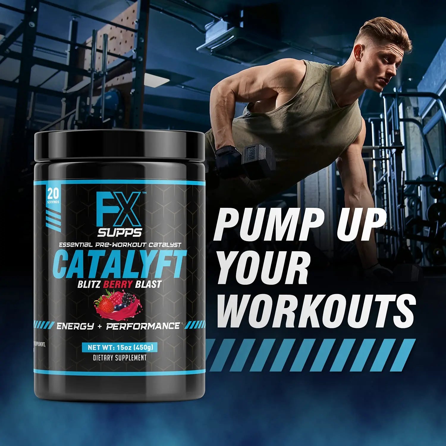 FX Supps Catalyft Pre-Workout PowderDrink for Men and Women Blitz Berry Blast Dietary FXSUPPS