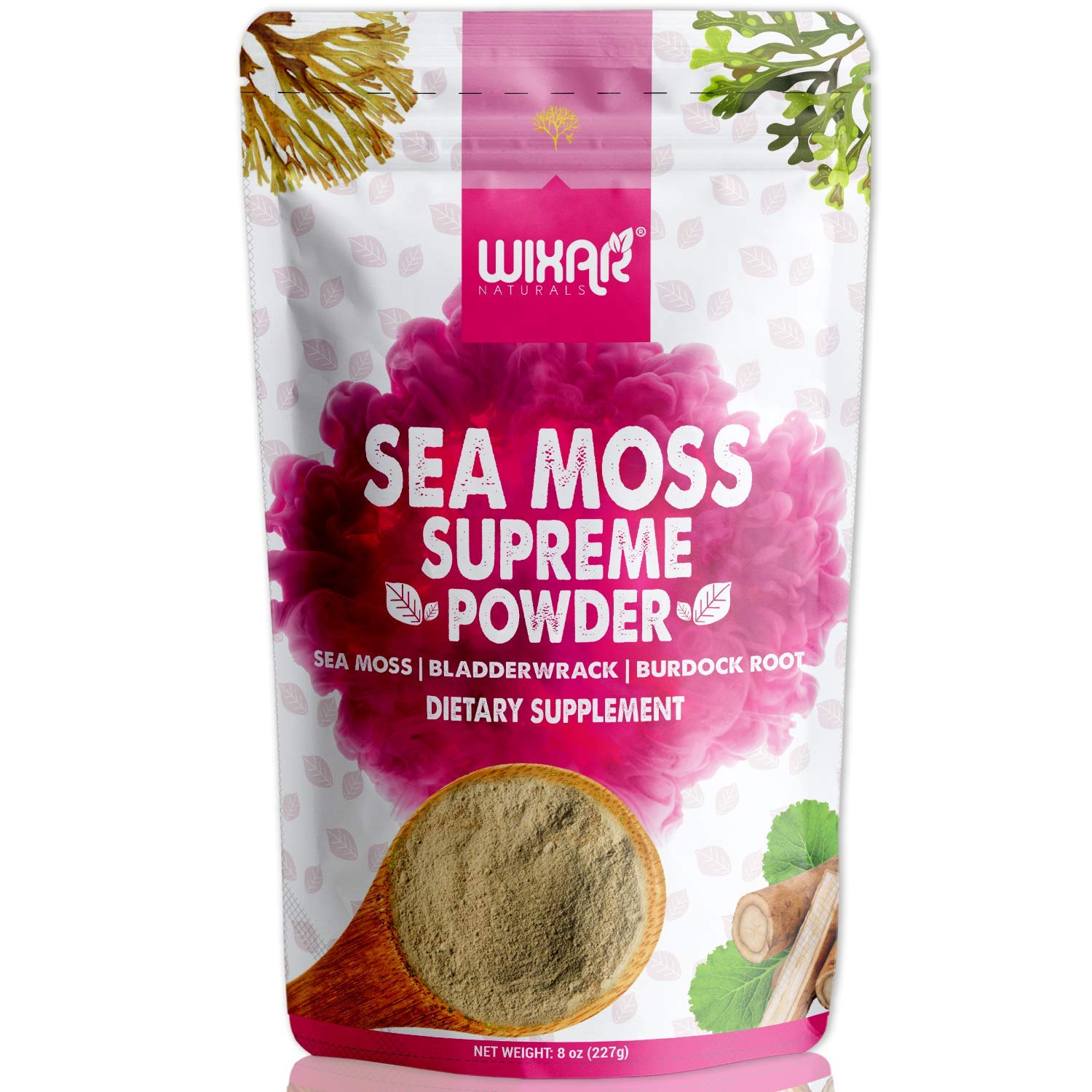 Wixar Wildcrafted Sea Moss Powder – (8 Ounces) – Natural Irish Sea Moss and Bladderwra WIXAR NATURALS