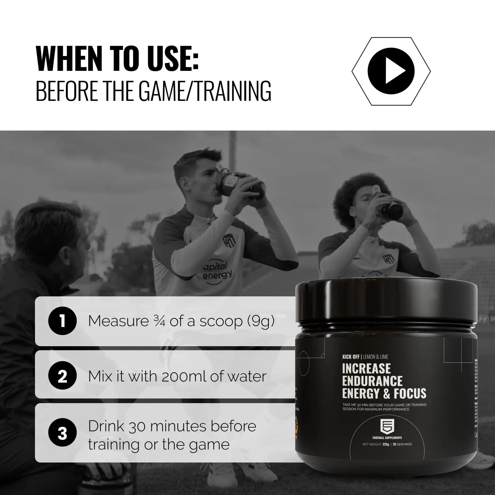 Kick Off | Pre-Training/Pre-Game Supplement for Footballers by Football Supplements Generic