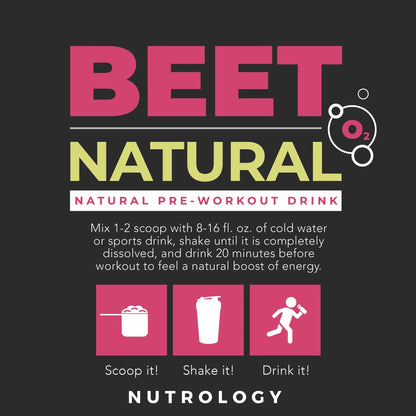 Nutrology Beet Natural O2, Pre Workout Powder, Energy, Endurance; Nitric Oxide Booster Nutrology