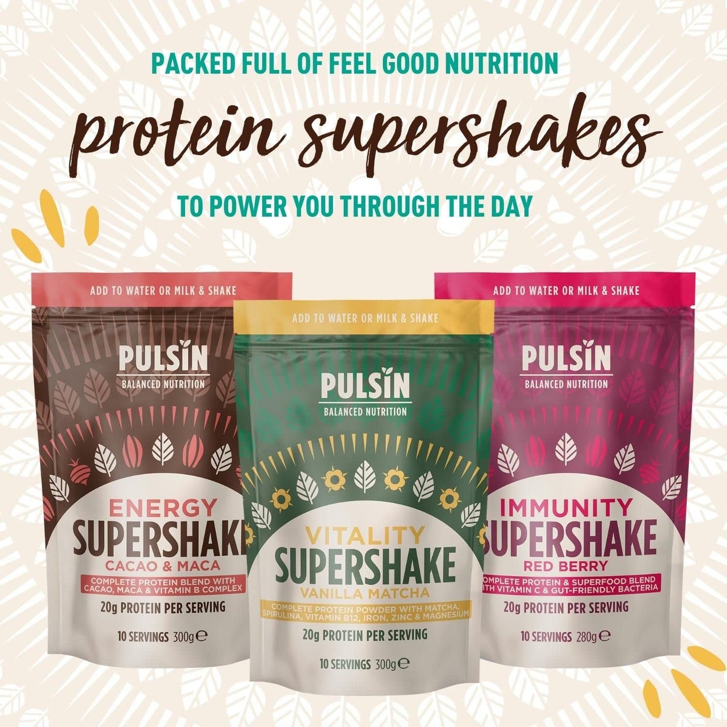 Pulsin - Cacao & Maca Vegan Supershake - 300g - Plant Based Vegan Energy Support Protein Powder PulsinBuy Supplements Australia