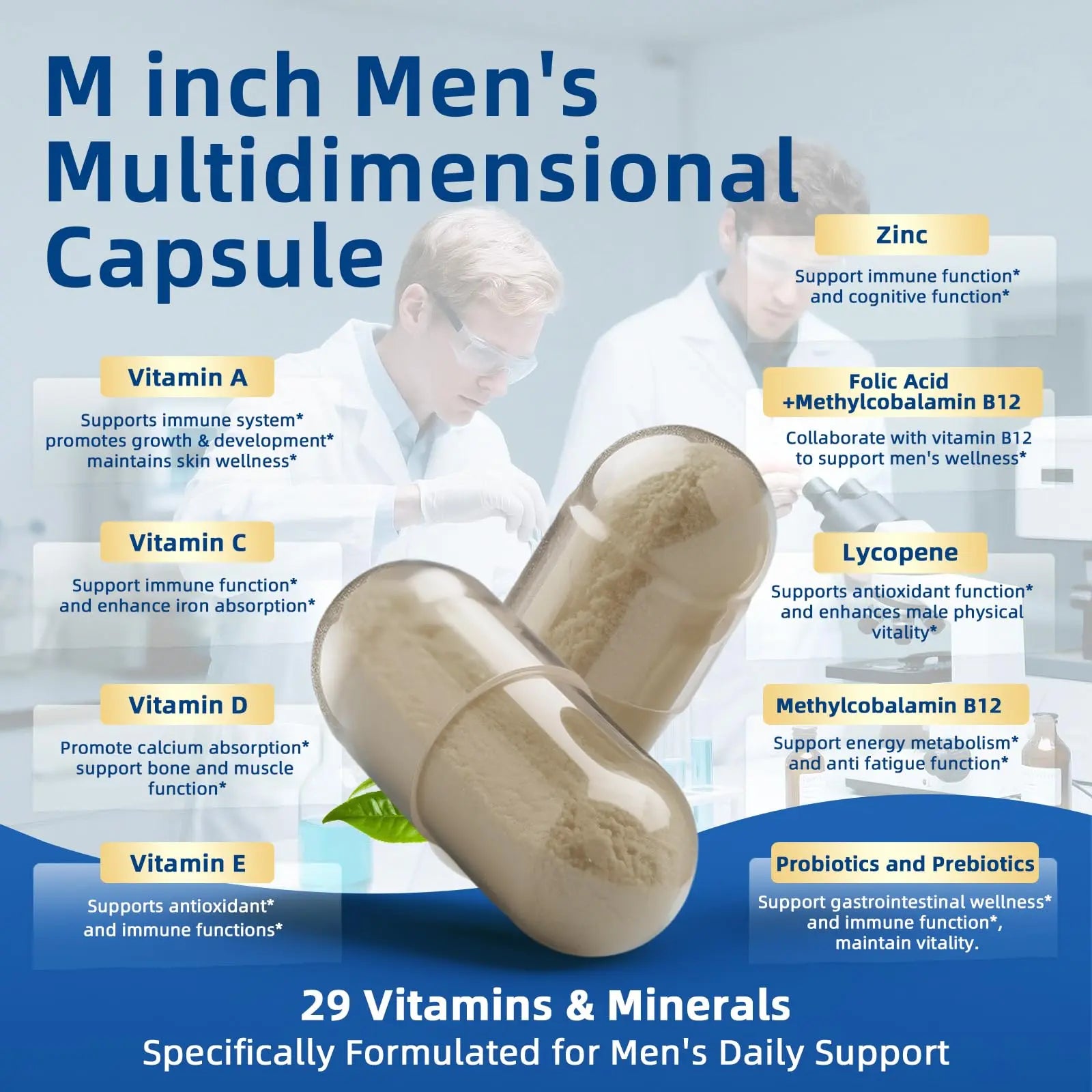Multivitamin for Men - Methylated Multivitamin Supports Energy & Metabolism, Liver & Digestive*, Daily Men's Vitamins M inch