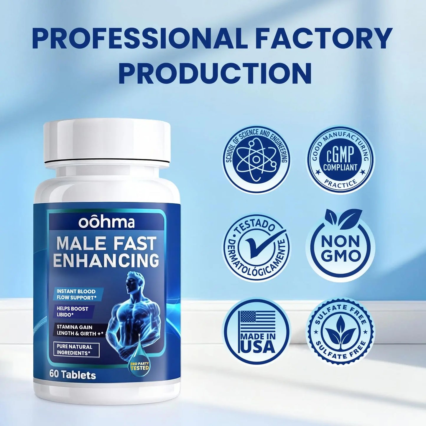 Oohma New Male Enhancing Supplement, Designed to be Fast Acting for Blood Flow to Gain Length & Girth + Stamina, Maca, Epimedium, and Other Natural Ingredients, 3rd Party Tested Supplement 60 Tablets Oohma buy supplements Au