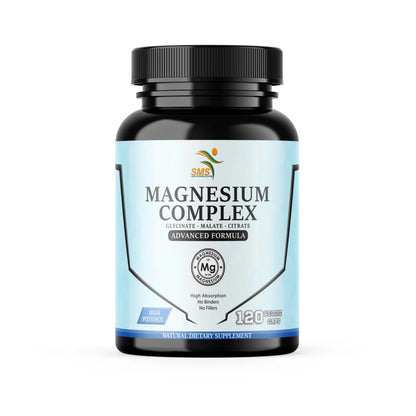 Supplement bottle labeled 'Magnesium Complex' on a white background