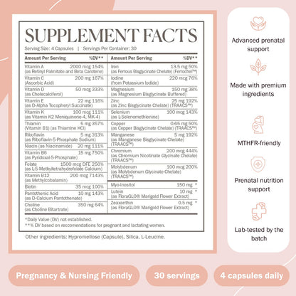 Biomeology Prenatal Vitamins - Methylated Pregnancy Multivitamin with Bioavailable Nutrients Biomeology