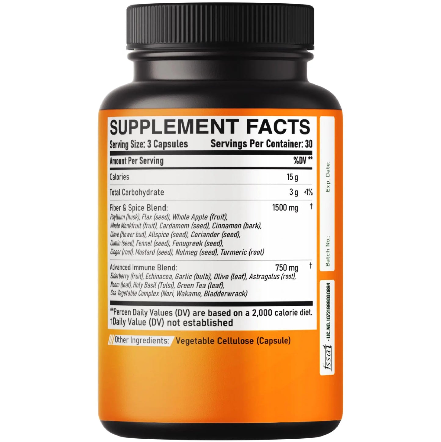 DEDICAD 27in1 Fiber and Spice Supplement - Combined with Organic Psyllium, Whole Apple, Elderberry & More - Support Mood, Body & Immunity - 90 Capsules for 1 Month DEDICAD buy supplements Au